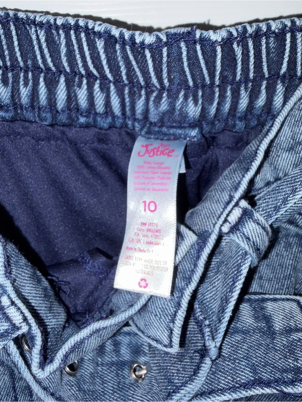 Justice Blue Denim Cargo Mini Skirt with Ring Belt
